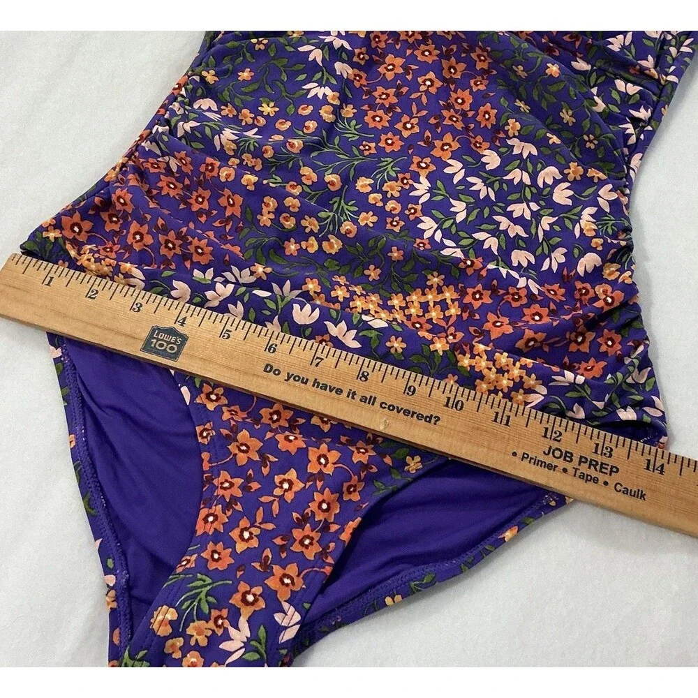 Nip Tuck Swimsuit Floral  Purple One Piece C/D Fit Cup Size 6 Swim Wear Slimming - Picture 10 of 14
